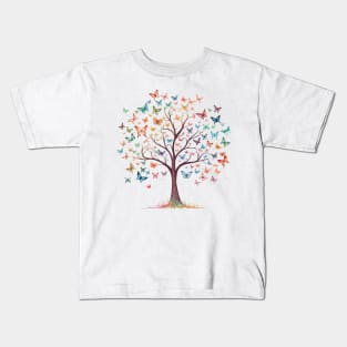 Colorful Butterfly Tree Beautiful Nature Kids T-Shirt